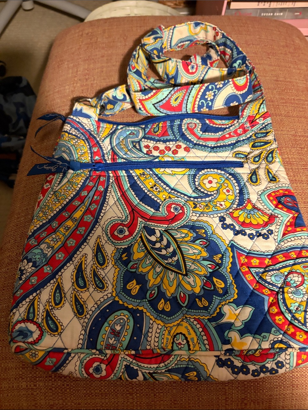 Vera Bradley Quilted Paisley Crossbody in Blue, Yellow, Red